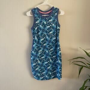 Title Nine Shella Tank Dress Womens XS Blue Geometric Print Zip Pocket Athletic